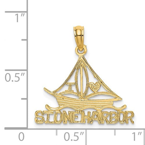 14K I LOVE STONE HARBOR SAILBOAT PENDANT