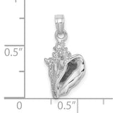 Pendentif à breloque coquille de conque 3D en or blanc 14 carats (5 sur 5)