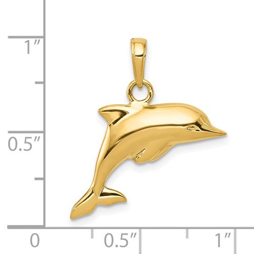 14K POLISHED 3-D DOLPHIN PENDANT