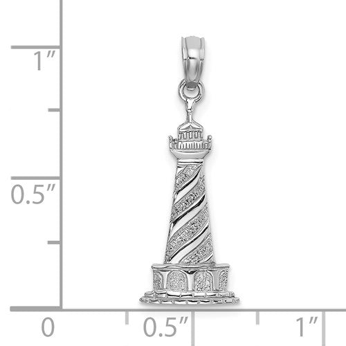 14K WHITE GOLD CAPE HATTERAS LIGHTHOUSE PENDANT