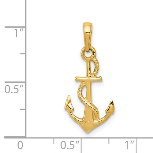 14K YELLOW GOLD 3D ANCHOR PENDANT