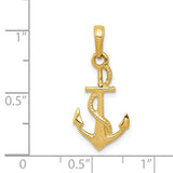 14K YELLOW GOLD 3D ANCHOR PENDANT
