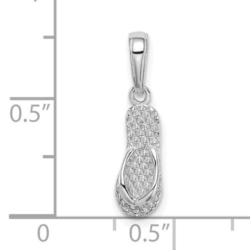 14K WHITE GOLD 3-D HAWAII FLIP-FLOP PENDANT