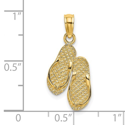 14K SOLID POLISHED HAWAII FLIP FLOPS PENDANT