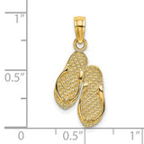 14K SOLID POLISHED HAWAII FLIP FLOPS PENDANT