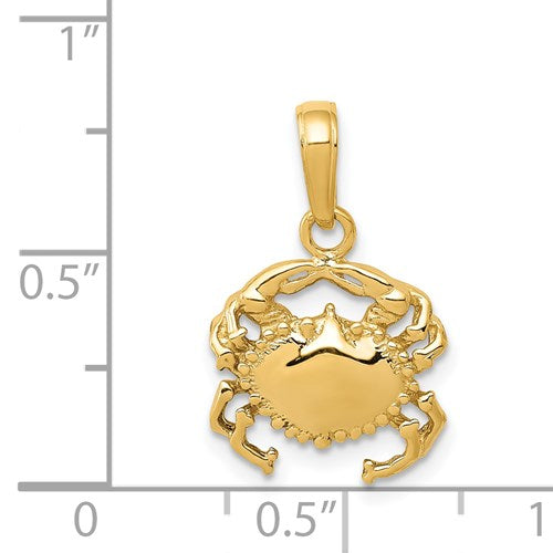 14K YELLOW GOLD SPOTTED CRAB PENDANT