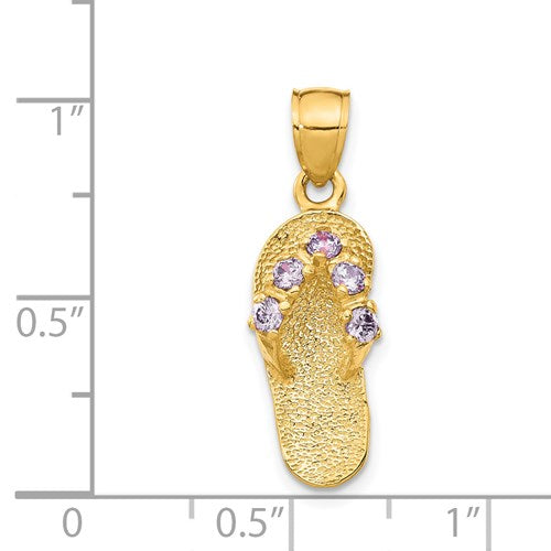 14K FEBRUARY/CZ BIRTHSTONE FLIP FLOP PENDANT