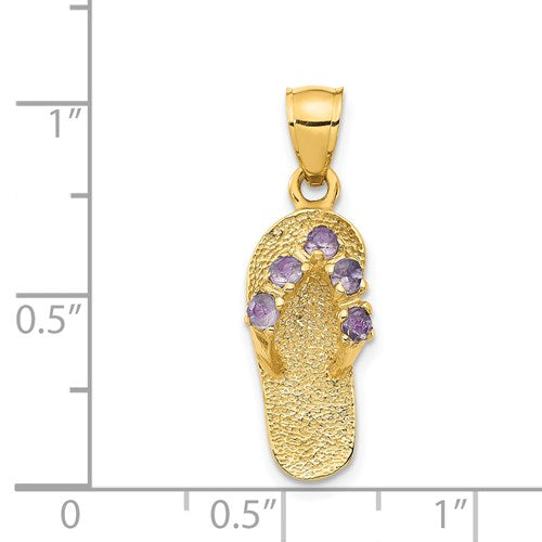 14K JUNE/CZ BIRTHSTONE FLIP FLOP PENDANT