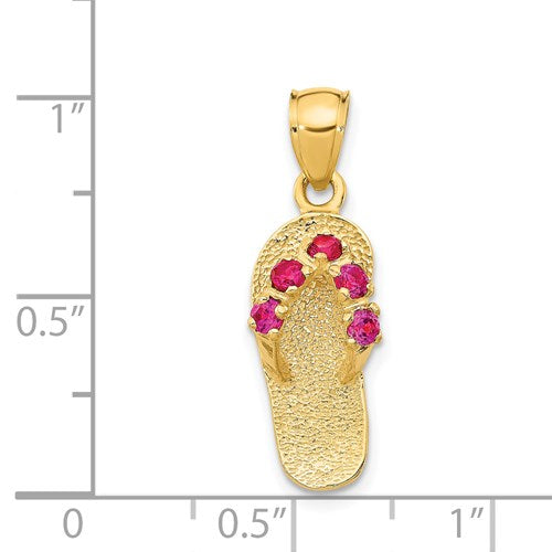14K JULY/CZ BIRTHSTONE FLIP FLOP PENDANT