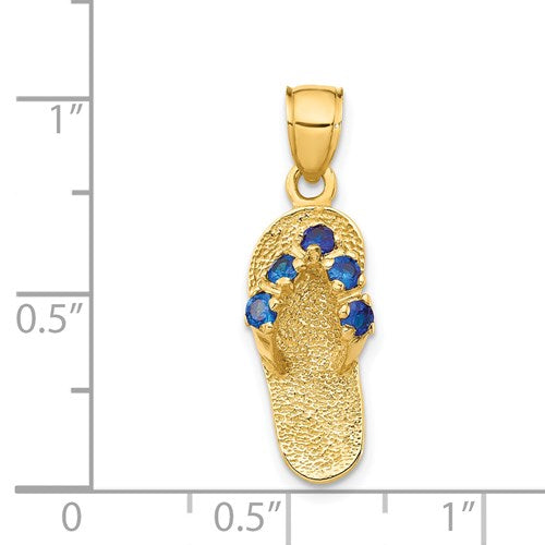 14K SEPTEMBER/CZ BIRTHSTONE FLIP FLOP PENDANT