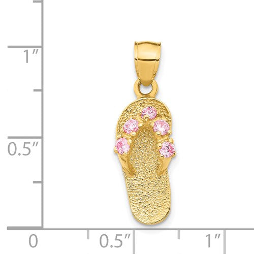 14K OCTOBER/CZ BIRTHSTONE FLIP FLOP PENDANT