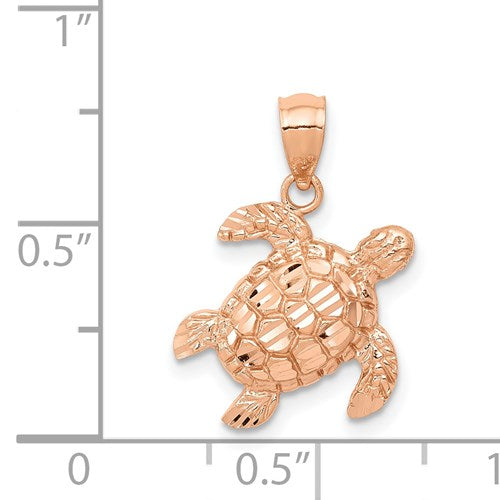 CAPTIVATING 14K ROSE GOLD TURTLE PENDANT