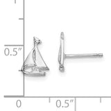 14K WHITE GOLD WHITE MINI SAILBOAT POST EARRINGS