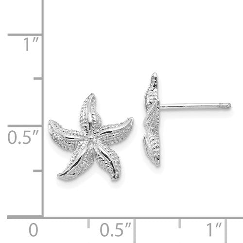 14K WHITE GOLD STARFISH EARRINGS/ HP & TEXTURED 2-D (3 OF 3)