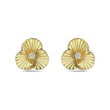 14K FLOWER STUD EARRINGS WITH 2 DIAMONDS 0.02CT