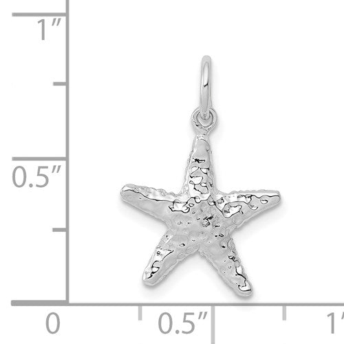 WAVE-MAKING 14K WHITE GOLD POLISHED STARFISH PENDANT