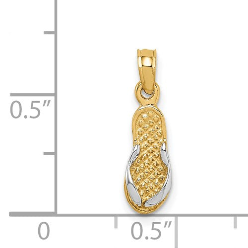 14K & RHODIUM SINGLE FLIP-FLOP PENDANT