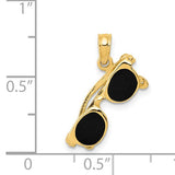 14K 3-D BLACK ENAMELED MOVEABLE SUNGLASSES PENDANT