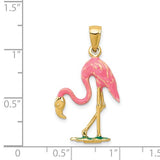 14K ENAMELED 3-D PINK FLAMINGO PENDANT