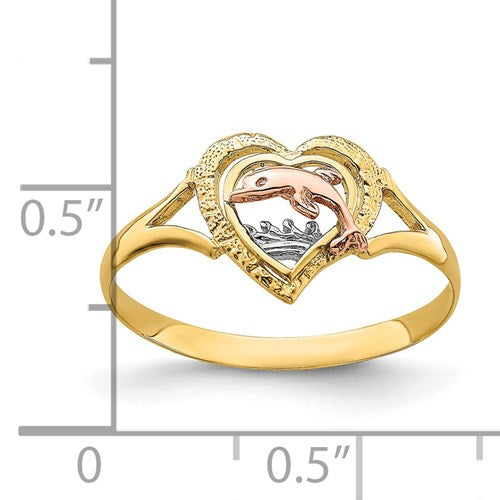 14K DAINTY DOLPHIN LOVE RING
