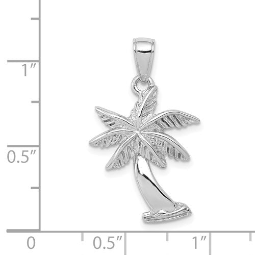 14K WHITE GOLD ISLAND VIBES PALM TREE PENDANT