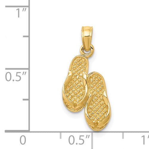 14K 3D FLIP FLOPS PENDANT