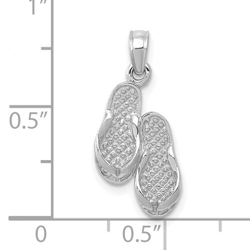 14K WHITE GOLD WHITE DOUBLE FLIP-FLOP PENDANT