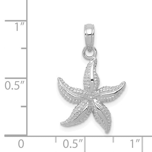 WHIMSICAL 14K WHITE GOLD STARFISH PENDANT