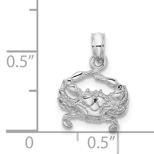 14K WHITE GOLD 2D BLUE CRAB CHARM