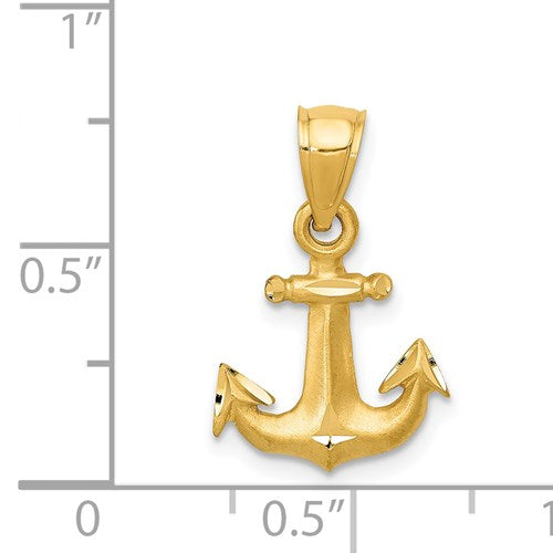 14K SEAS THE DAY ANCHOR PENDANT