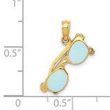14K 3D AQUA ENAMELED SUNGLASSES PENDANT