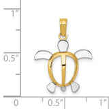 SLEEK 14K & RHODIUM SEA TURTLE PENDANT