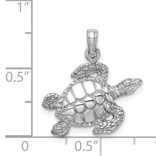 14K WHITE GOLD SEA TURTLE PENDANT