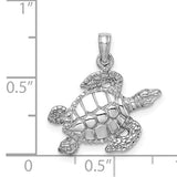 14K WHITE GOLD SEA TURTLE PENDANT