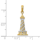 TWO-TONE 14K YELLOW GOLD  & RHODIUM CAPE HATTERAS LIGHTHOUSE PENDANT