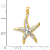 14K WITH RHODIUM STARFISH PENDANT