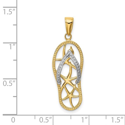 14K TWO-TONE STARFISH FLIP-FLOP PENDANT