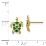 14K GREEN ENAMELED SEA TURTLE POST EARRINGS