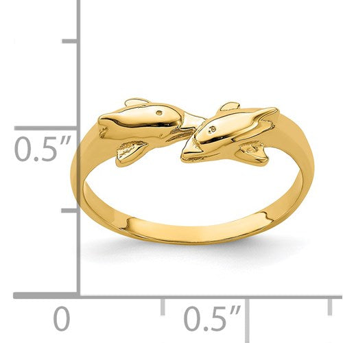 14K KISSING DOLPHIN RING