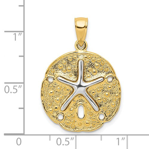14K TWO TONE SAND DOLLAR W/ STARFISH PENDANT