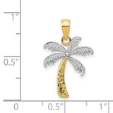 14K WITH RHODIUM PALM TREE PENDANT