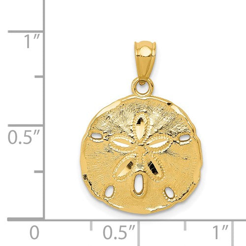 14K GOLD POLISHED LARGE SAND DOLLAR PENDANT