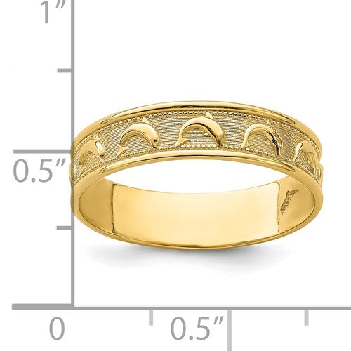 14K GOLD TEXTURED SUMMERTIME DOLPHIN THUMB RING