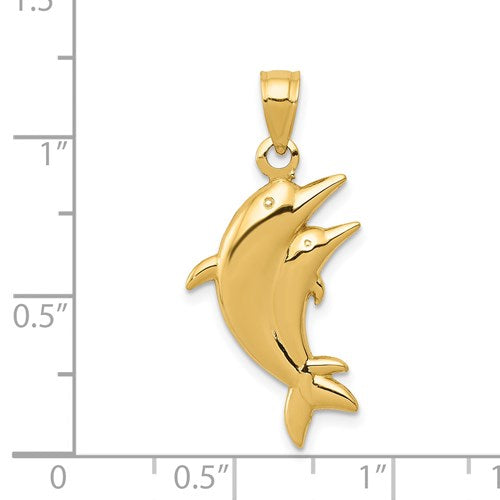 14K DOLPHIN PAIR PENDANT