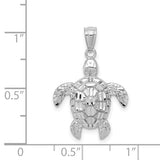14K INTRICATE WHITE GOLD SEA TURTLE PENDANT