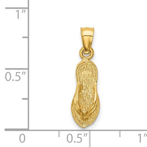 14K POLISHED AND TEXTURED FLIP FLOP PENDANT