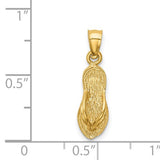 14K POLISHED AND TEXTURED FLIP FLOP PENDANT