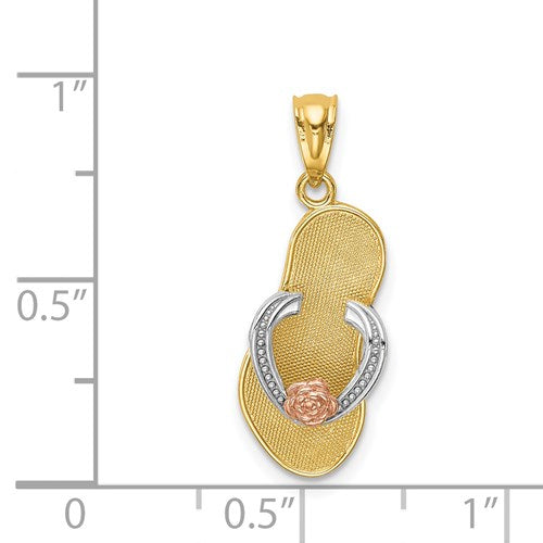 14K YELLOW & ROSE W/ RHODIUM SANDAL PENDANT