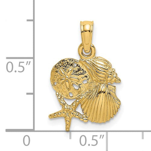 14K FOUR SHELL CLUSTER PENDANT 2 0F 2