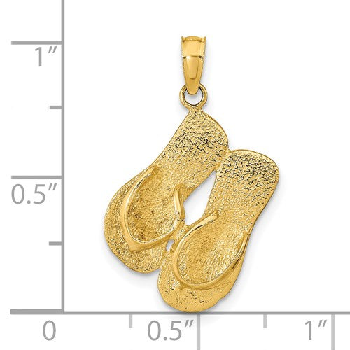 14K KEY WEST REVERSIBLE FLIP FLOPS PENDANT